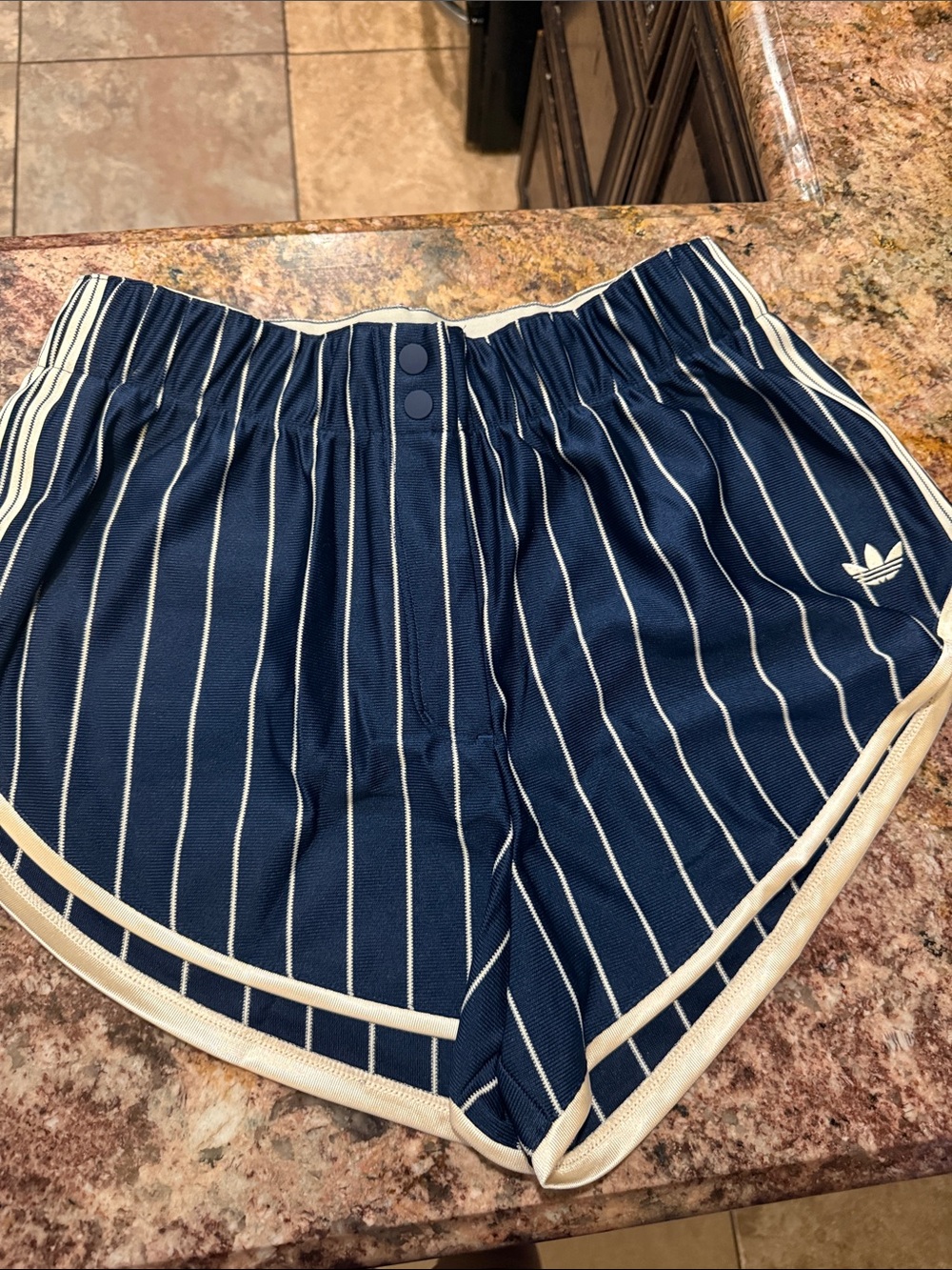 adidas Navy Blue Striped Retro Running Shorts - Picture 6 of 8